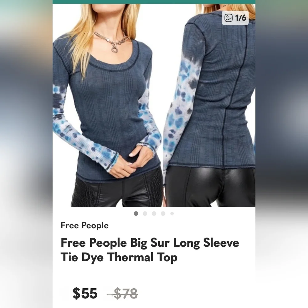 We The Free Blue Tie-Dye Long Sleeve Top - Picture 9 of 16